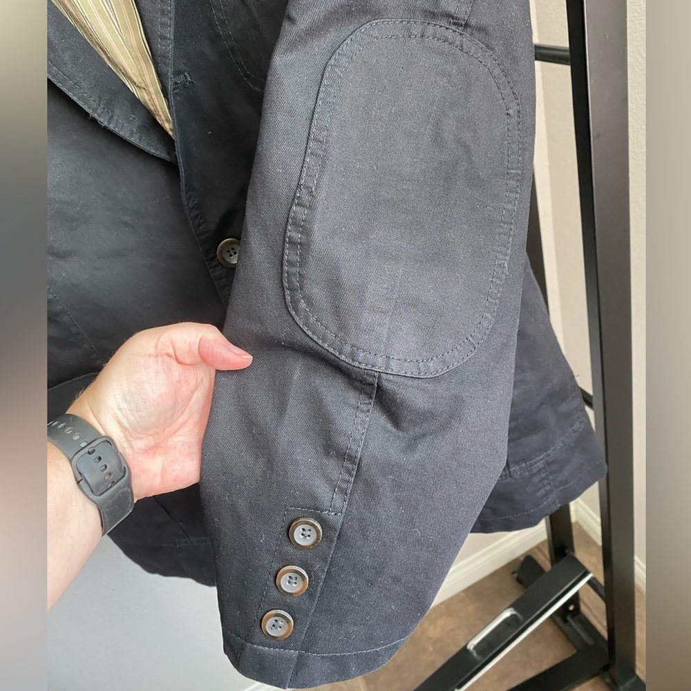 AFS Jeep Black Blazer Jacket Size 42 Chest Lines Canvas Patch‎ Elbows 2 Buttons - Picture 5 of 10